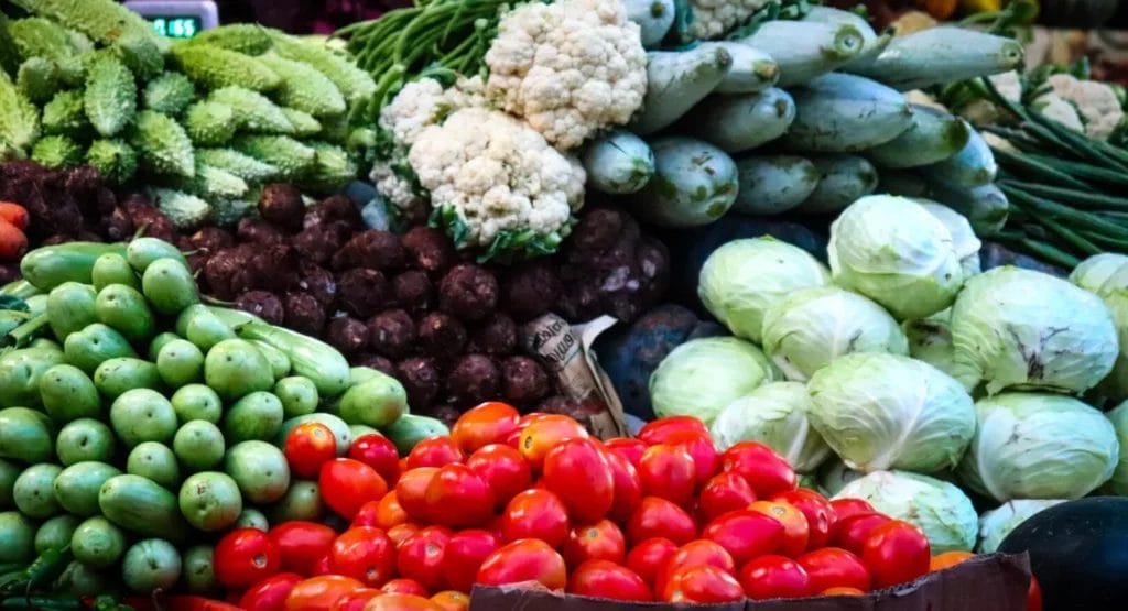 vegetables at a market