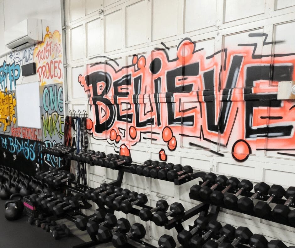Weights on rack
